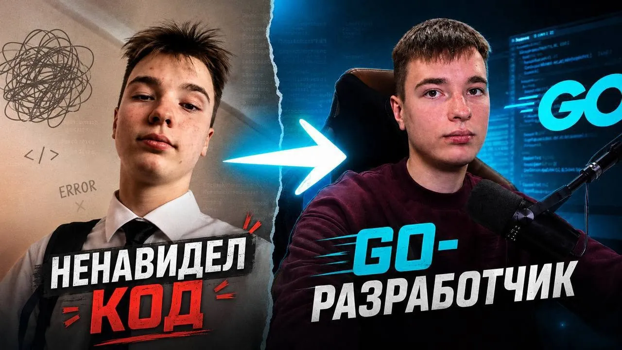 Обложка ролика «Ненавидел код → Go-разработчик»